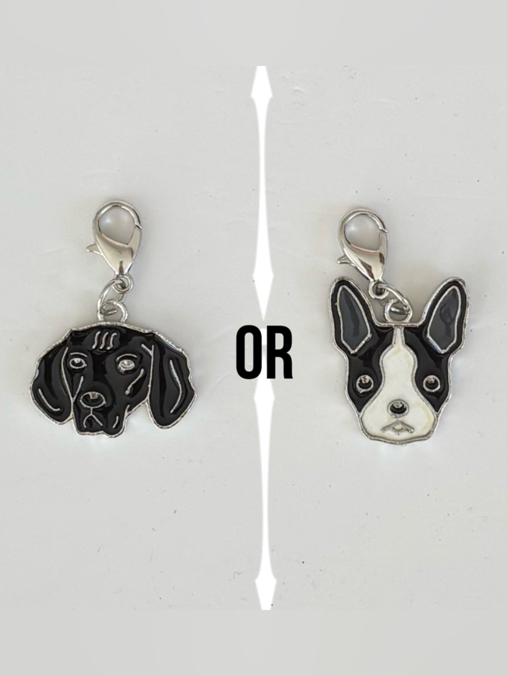 Dog Zipper Pull Collar or Bag Charm Boston Terrier or Pointer / Lab